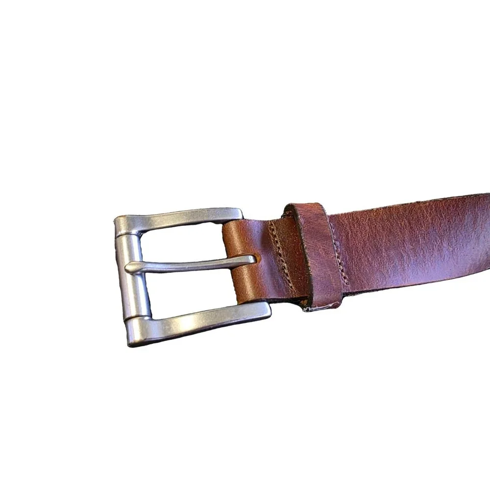 LL Bean Full Grain Brown Leather Belt 56” Made In USA 1 3/4